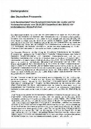 Stellungnahme des DPR zum Gesetzentwurf vom 28.04.2013 betreffend den Schutz vor bloßstellenden Bildaufnahmen