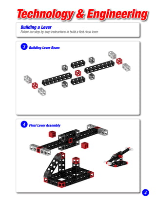 Technology & Engineering
Building a Lever
Follow the step-by-step instructions to build a first class lever.
3
4
Building Lever Beam
Final Lever Assembly
4
 