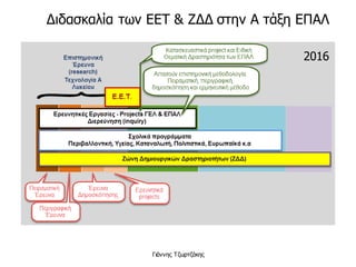 Γιάννης Τζωρτζάκης
Διδασκαλία των ΕΕΤ & ΖΔΔ στην Α τάξη ΕΠΑΛ
2016
 