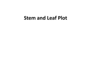 Stem and Leaf Plot
 