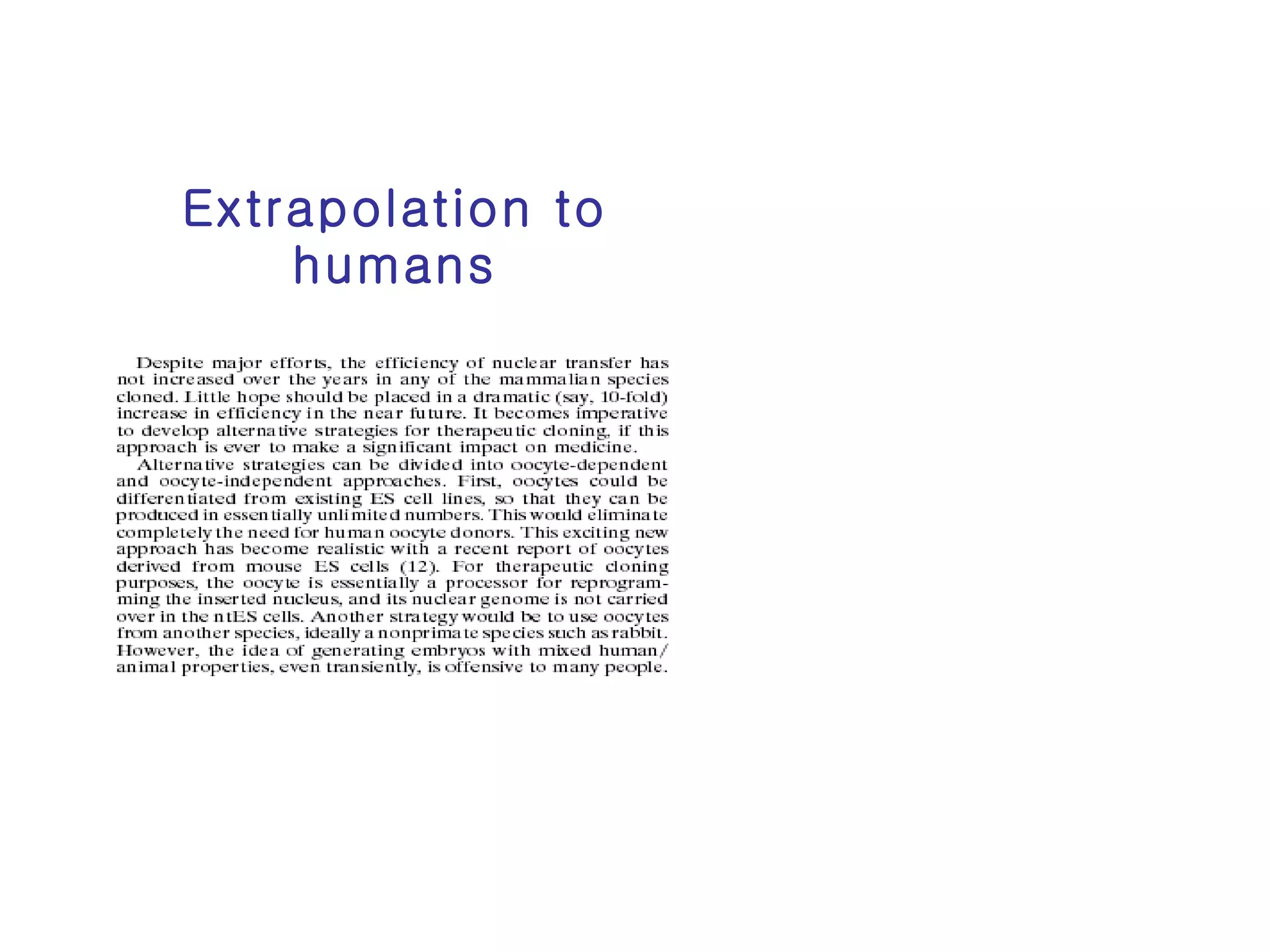 Extrapolation to humans 