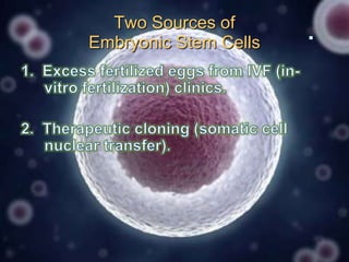 Two Sources of
Embryonic Stem Cells

 