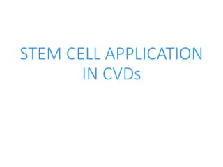 STEM CELL APPLICATION
IN CVDs
 