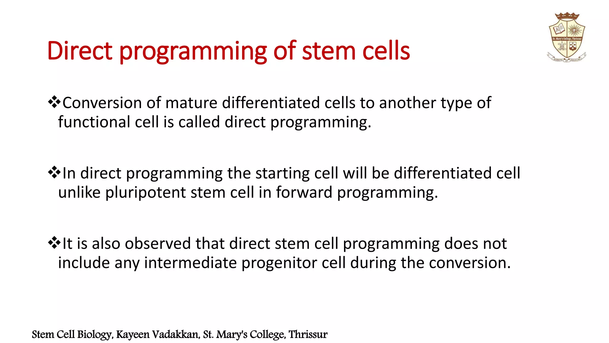 Stem cell programming | PPTX