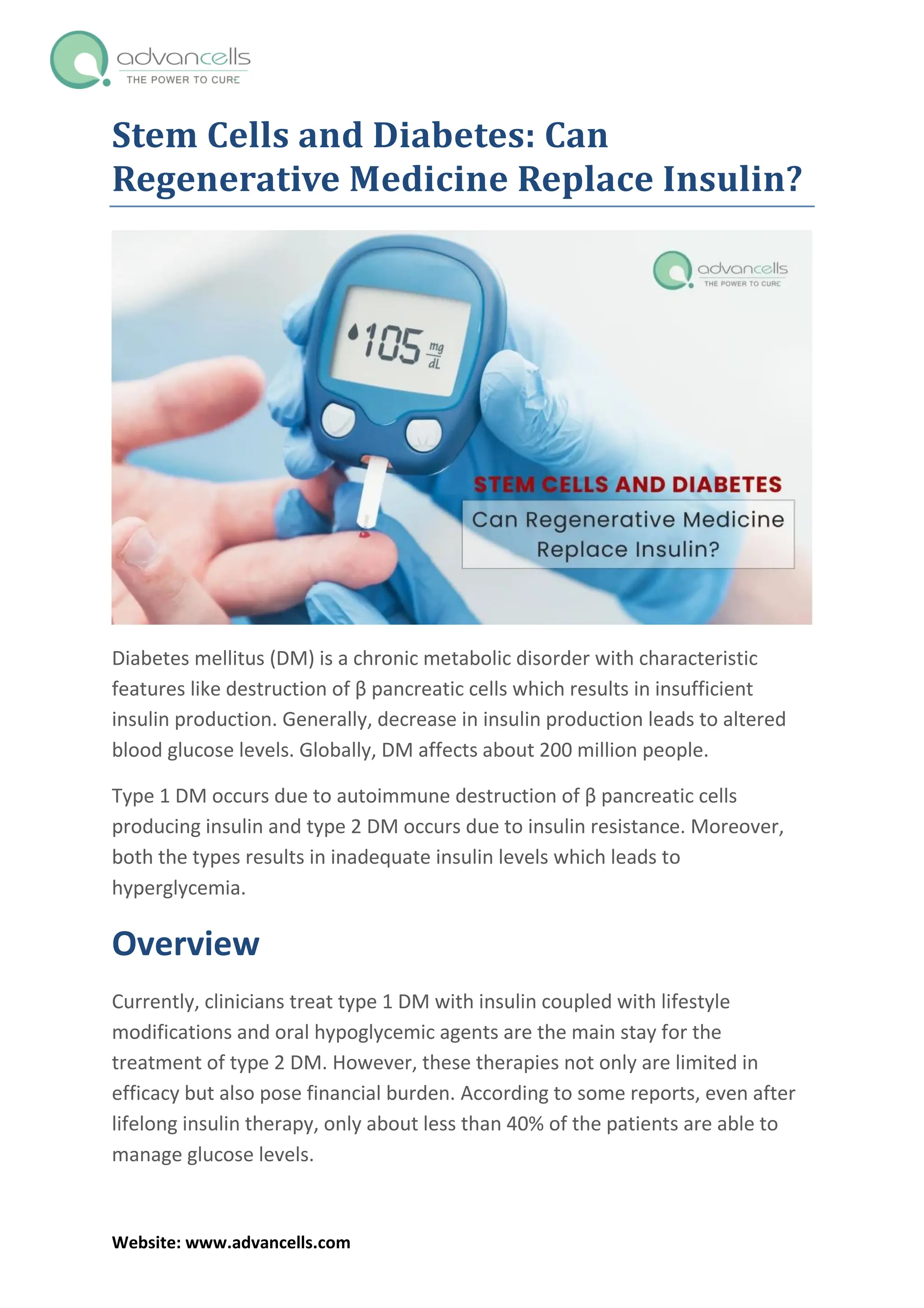 Stem Cells and Diabetes: Can Regenerative Medicine Replace Insulin? | PDF