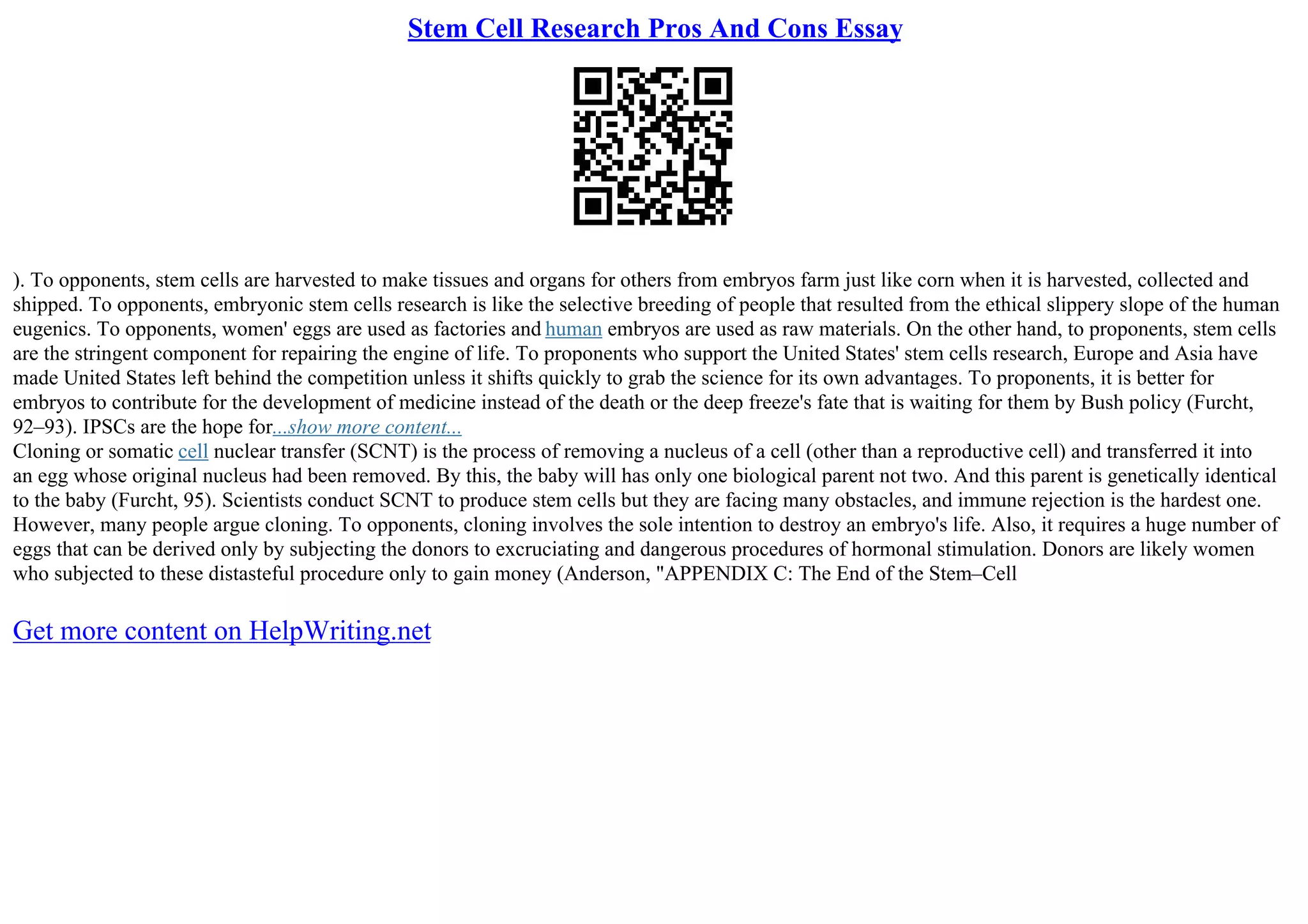 Stem Cells Pros And Cons Pdf Infertility Reproductive Health