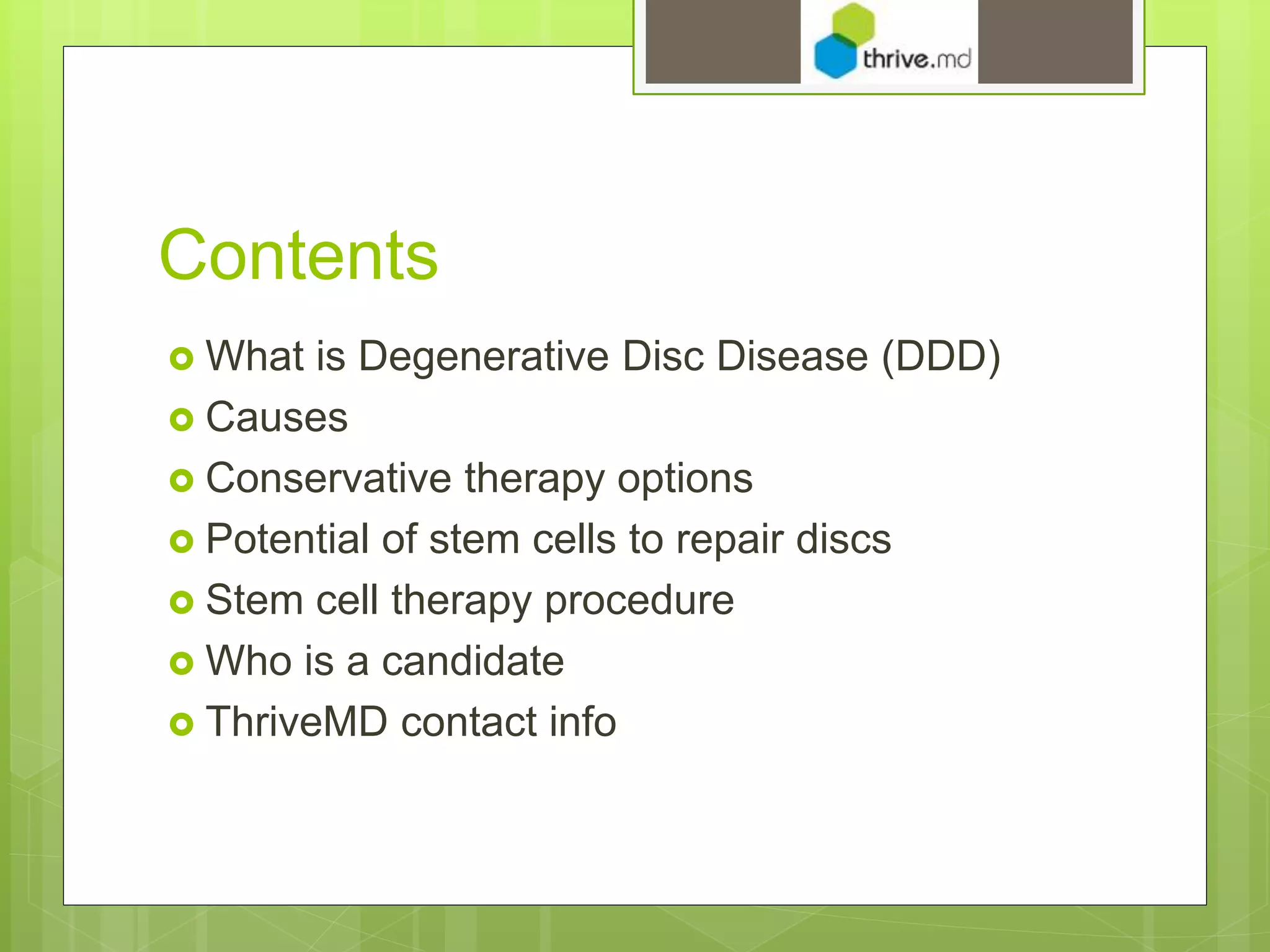 Stem cell therapy for Degenerative Disc Disease | PPTX