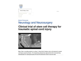 Stem cell therapy in spinal cord injury - Debate (Against the motion) | PPT
