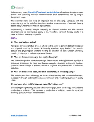 Stem Cell Treatment for Anti-Aging: How It Works & What to Expect | PDF