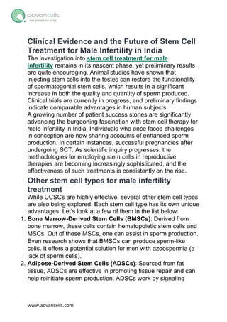 How Is Stem Cell Treatment for Male Infertility Evolving? | PDF