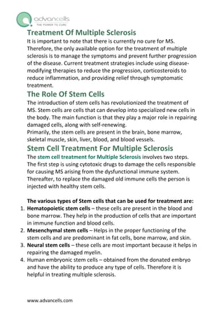 Revolutionizing Stem Cell Treatment for Multiple Sclerosis | PDF