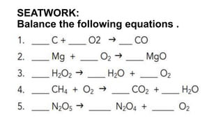 SEATWORK:
Balance the following equations .
 
