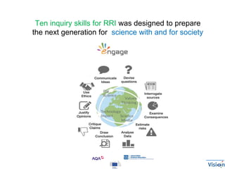 Ten inquiry skills for RRI was designed to prepare
the next generation for science with and for society
 