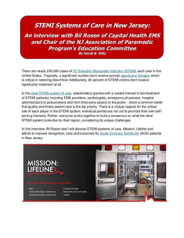 STEMI Systems of Care in New Jersey interview with Bil Rosen of Capi…