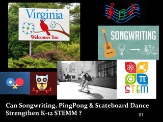 Can Songwriting, PingPong & Scateboard Dance
Strengthen K-12 STEMM ? 01
 