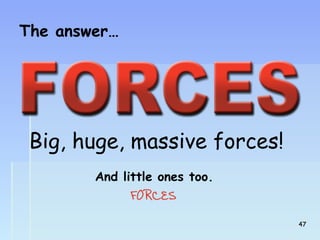The answer… 
Big, huge, massive forces! 
And little ones too. 
4477 
 