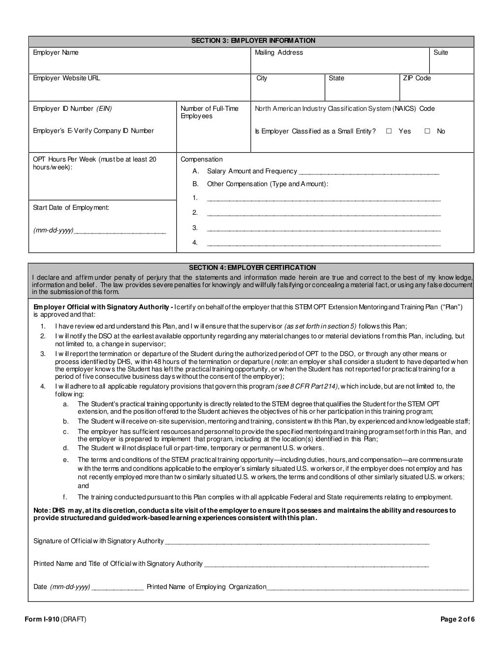 STEM OPT Extension Mentor And Training Plan Form And Template