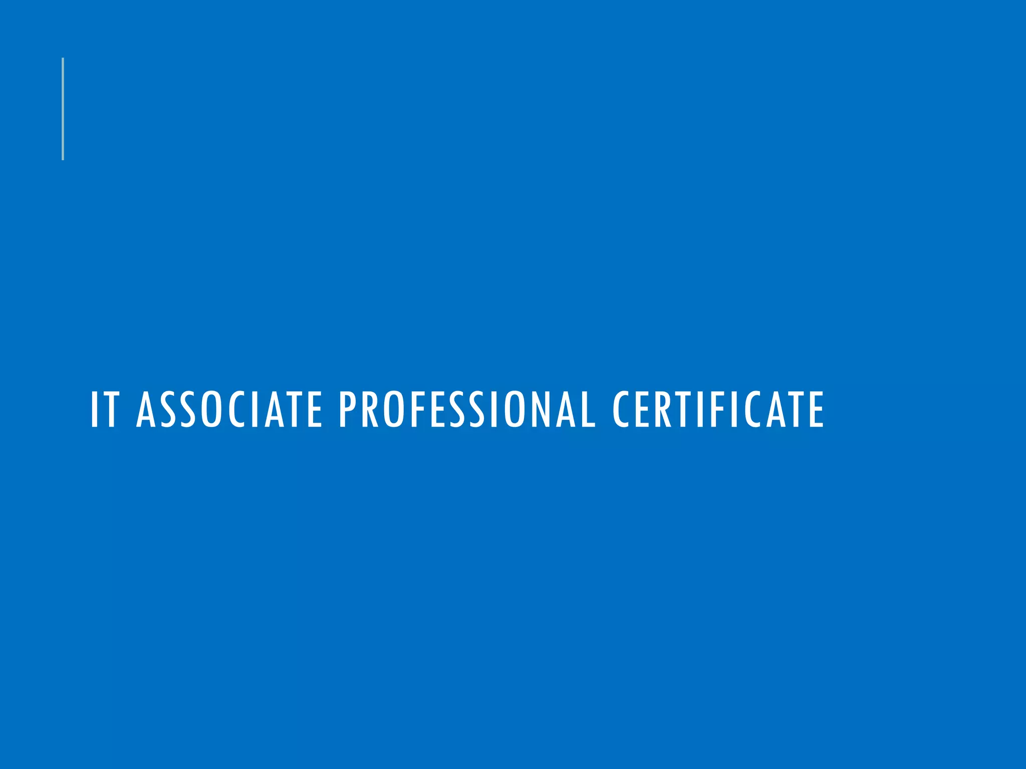 IT ASSOCIATE PROFESSIONAL CERTIFICATE
 