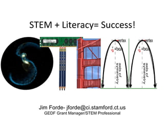 STEM + Literacy= Success!




  Jim Forde- jforde@ci.stamford.ct.us
    GEDF Grant Manager/STEM Professional
 