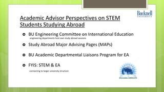 Academic Advisor Perspectives on STEM 
Students Studying Abroad 
 BU Engineering Committee on International Education 
-e...