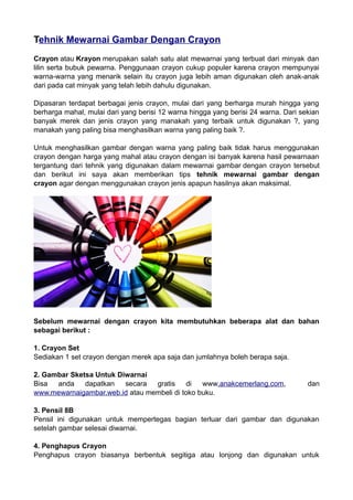 Tehnik mewarnai gambar dengan crayon | PDF