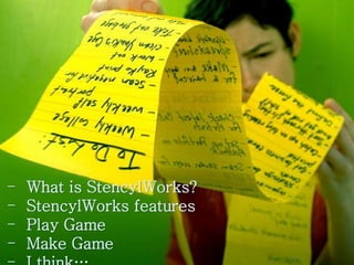 - What is StencylWorks?
- StencylWorks features
- Play Game
- Make Game
 