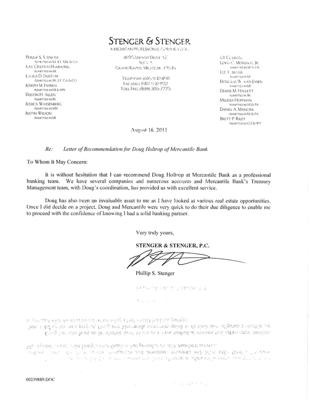Stenger Stenger Letter of Recommendation PDF
