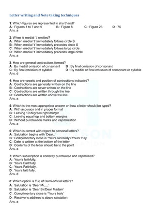 Steno Paper Interview Example Steno English Question Paper MCQ ITI NIMI Question Bank Book Free | PDF
