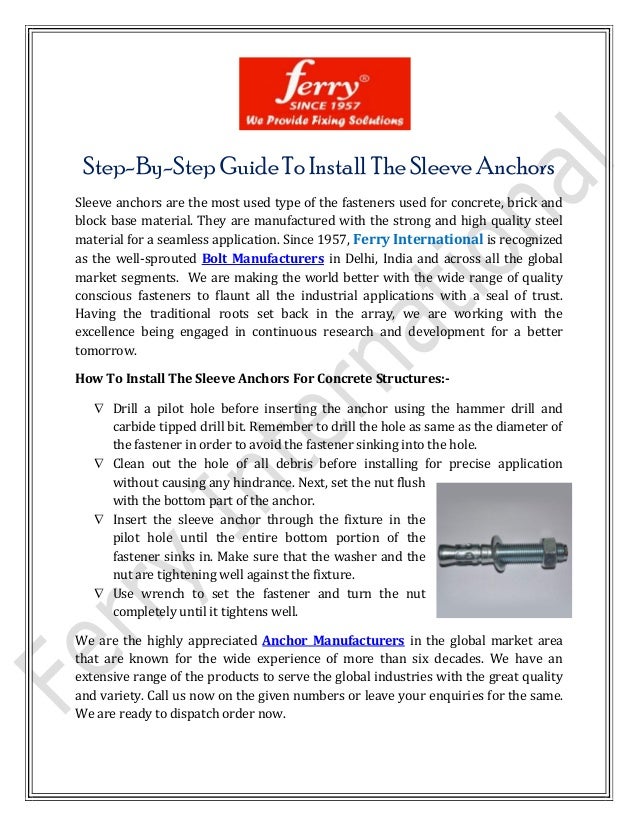 StepByStep Guide To Install The Sleeve Anchors