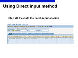 Using Direct input method Step 20 : Execute the batch input session 