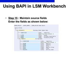 Using BAPI in LSM Workbench Step 15  : Maintain source fields Enter the fields as shown below: 