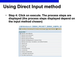 Using Direct Input method <ul><li>Step 4: Click on execute. The process steps are displayed (the process steps displayed d...