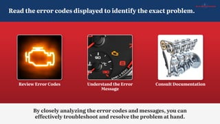 Read the error codes displayed to identify the exact problem.
Consult Documentation
Review Error Codes Understand the Error
Message
By closely analyzing the error codes and messages, you can
effectively troubleshoot and resolve the problem at hand.
 