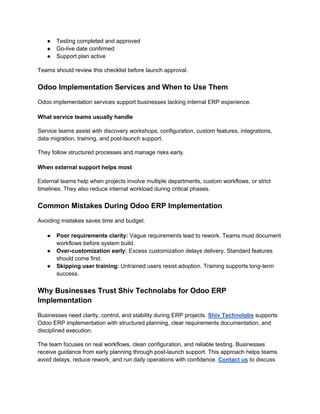 Odoo ERP Implementation Setup: Step-by-Step Process | PDF
