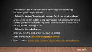 Skdupd Message Example Step-by-Step Process of Skype Integration with Salesforce.pptx