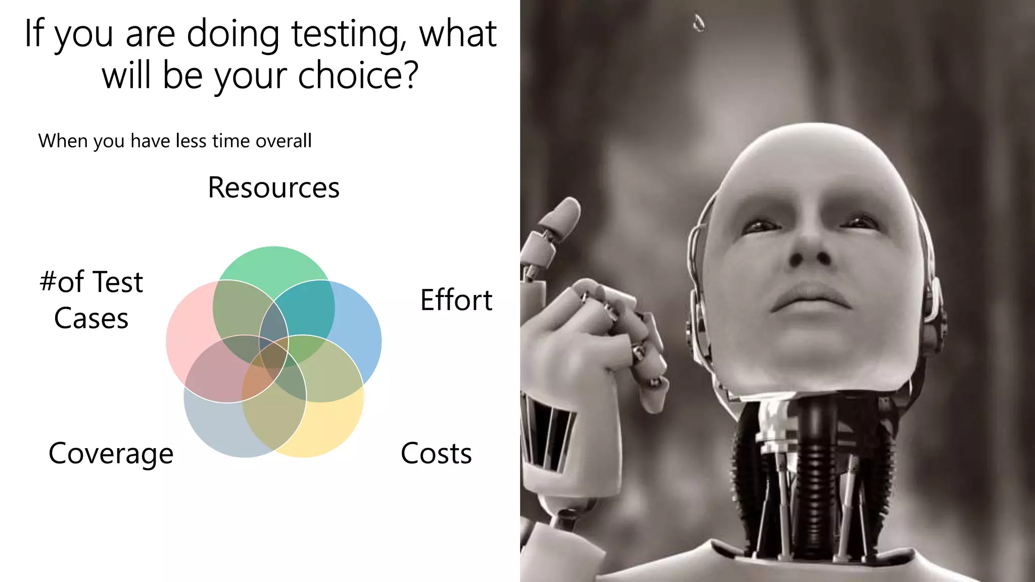 26
Resources
Effort
CostsCoverage
#of Test
Cases
When you have less time overall
 