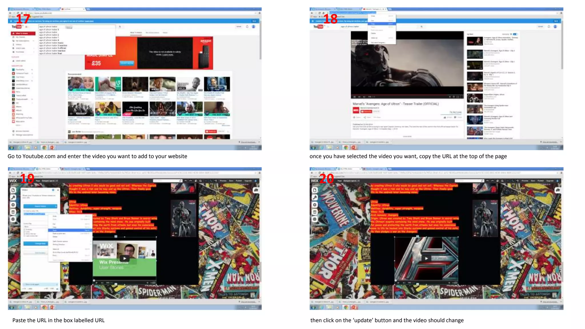 Go to Youtube.com and enter the video you want to add to your website once you have selected the video you want, copy the URL at the top of the page
Paste the URL in the box labelled URL then click on the ‘update’ button and the video should change
18
2019
17
 