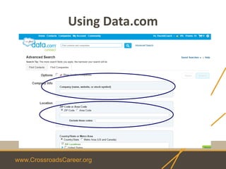 www.CrossroadsCareer.org
Using Data.com
 