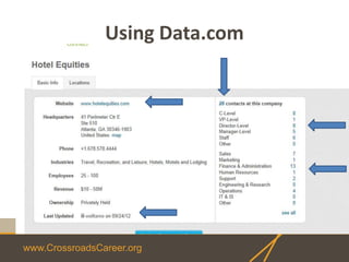www.CrossroadsCareer.org
Using Data.com
 