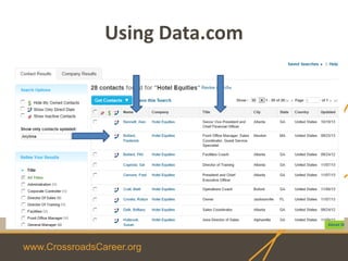 www.CrossroadsCareer.org
Using Data.com
 