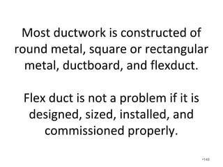 Unplanned ducts under cabinets restrict
proper throw from the registers. If a duct
needs to be located under a cabinet, plan
for it.
•140
 