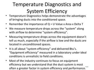 We confirm the total system
airflow with a flowhood and then
we measure airflow and velocity of
the individual supply ducts and we
balance the system so that each
room receives within 10% of the
designed airflow at an acceptable
velocity.
•191
 