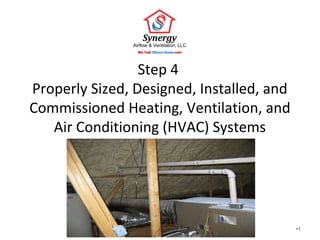 Step 4
Properly Sized, Designed, Installed, and
Commissioned Heating, Ventilation, and
Air Conditioning (HVAC) Systems
•1
 