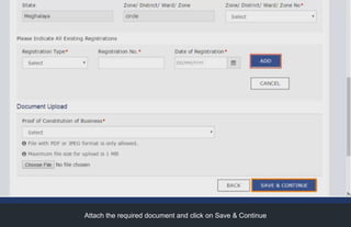 Attach the required document and click on Save & Continue
 