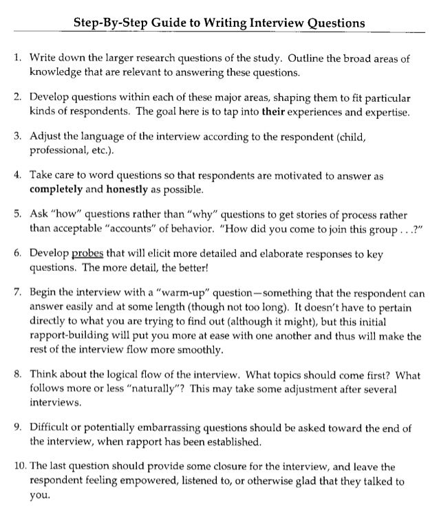 how to make research interview questions