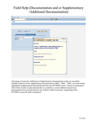Step bystep abap_field help or documentation | PDF