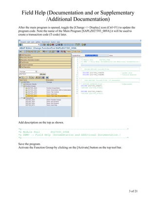 Step bystep abap_field help or documentation | PDF