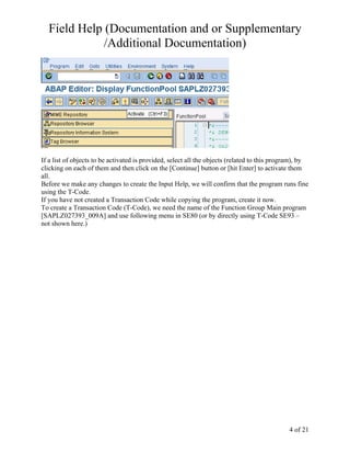 Step bystep abap_field help or documentation | PDF