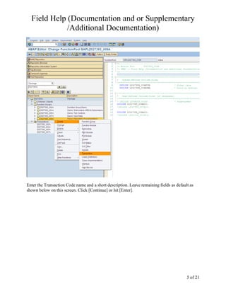 Step bystep abap_field help or documentation | PDF