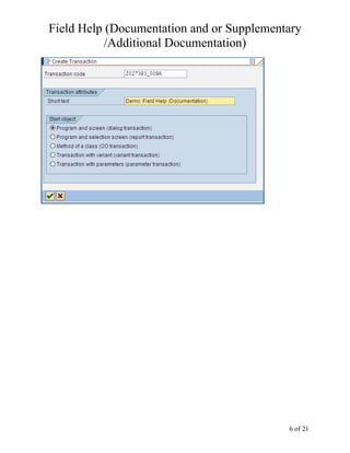 Step bystep abap_field help or documentation | PDF